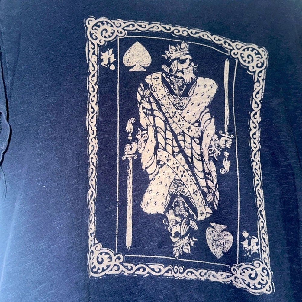 Lucky brand Skeleton king game card tshirt large